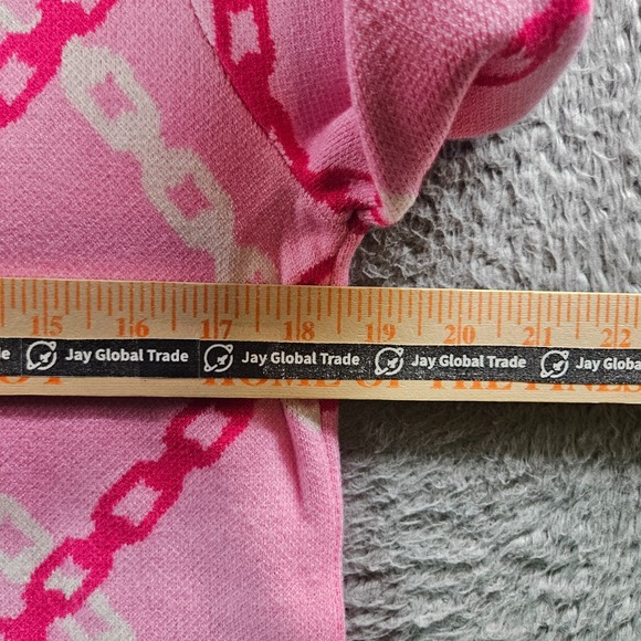 NWOT THML Sweater Women Small Chain Knit Pink‎ White - Picture 8 of 11